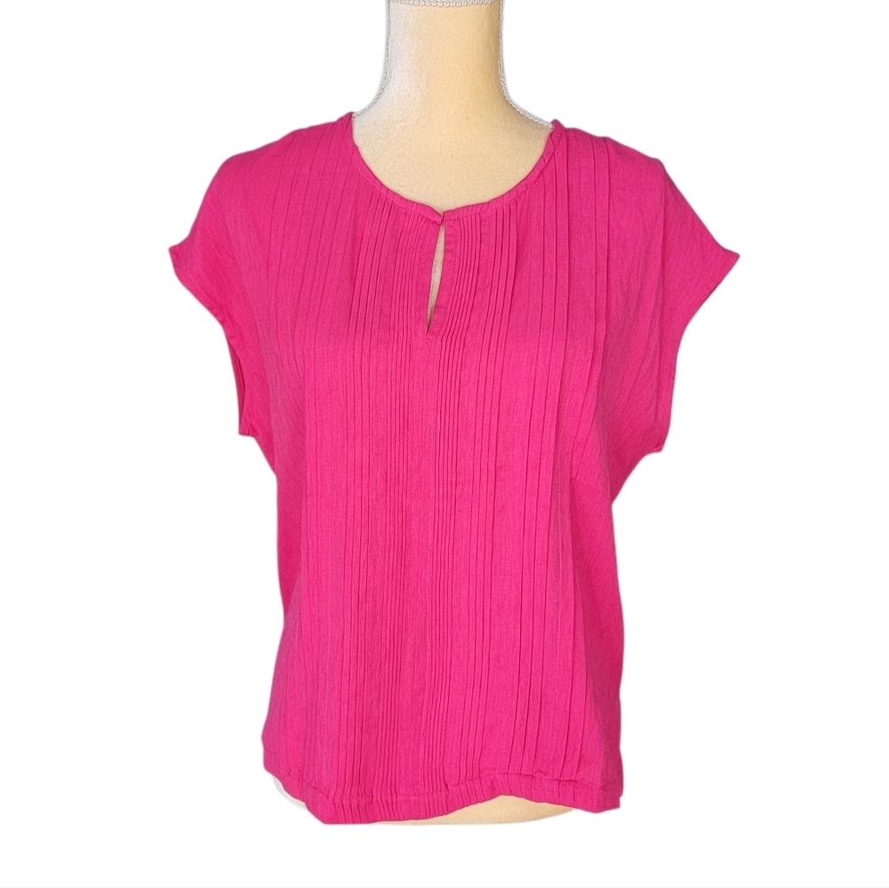 MODERN WORKS sz M Pink sleeveless Pleated Top Blouse career Capsule